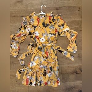 Floral Yellow Long Sleeve Dress